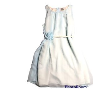 blue dress tie around belt and flower at waist sheer layers size 6 Carter’s